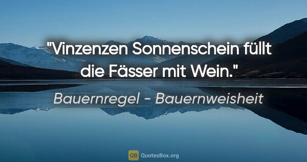 Bauernregel - Bauernweisheit Zitat: "Vinzenzen Sonnenschein füllt die Fässer mit Wein."