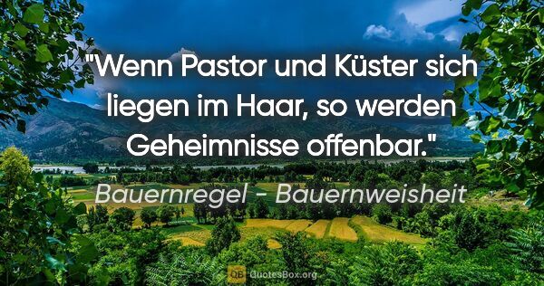 Bauernregel - Bauernweisheit Zitat: "Wenn Pastor und Küster sich liegen im Haar, so werden..."