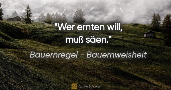 Bauernregel - Bauernweisheit Zitat: "Wer ernten will, muß säen."