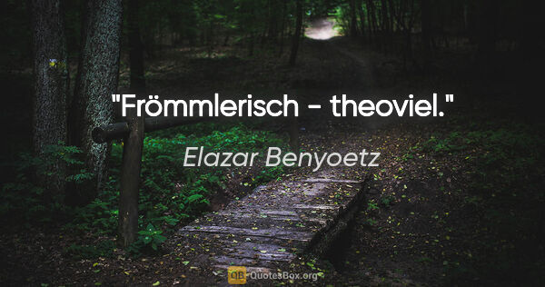 Elazar Benyoetz Zitat: "Frömmlerisch - theoviel."