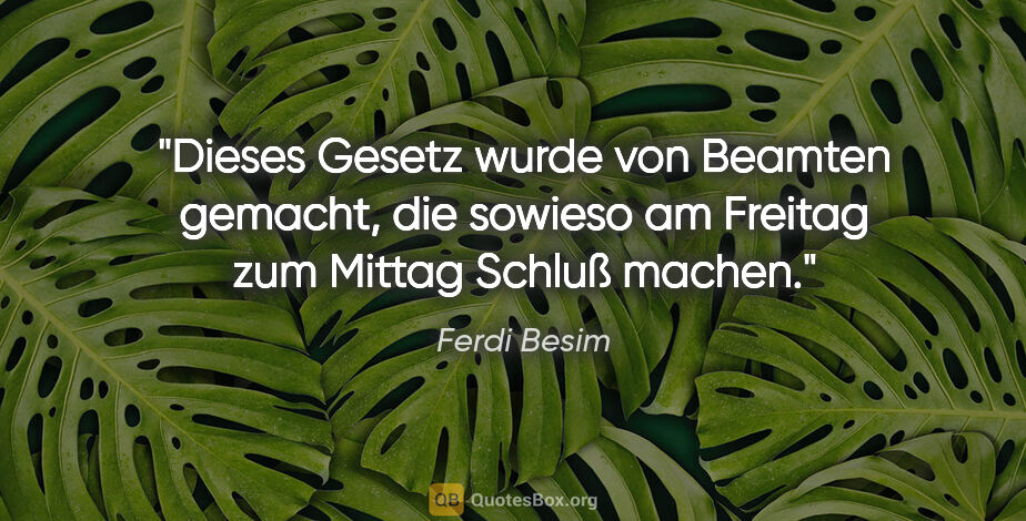 Ferdi Besim Zitat: "Dieses Gesetz wurde von Beamten gemacht, die sowieso am..."