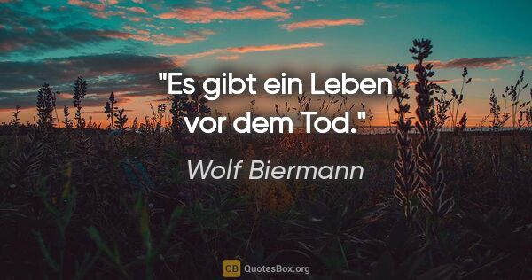 Wolf Biermann Zitat: "Es gibt ein Leben vor dem Tod."