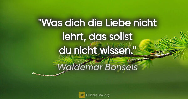 Waldemar Bonsels Zitat: "Was dich die Liebe nicht lehrt, das sollst du nicht wissen."