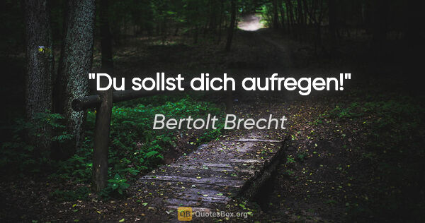 Bertolt Brecht Zitat: "Du sollst dich aufregen!"