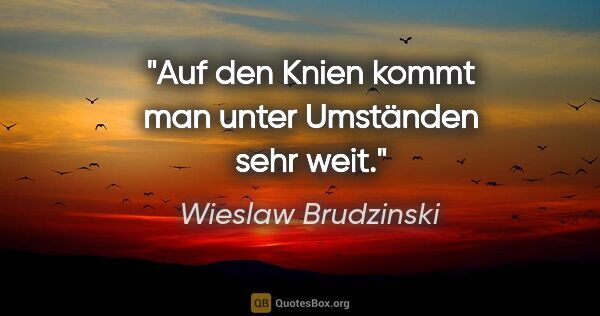 Wieslaw Brudzinski Zitat: "Auf den Knien kommt man unter Umständen sehr weit."