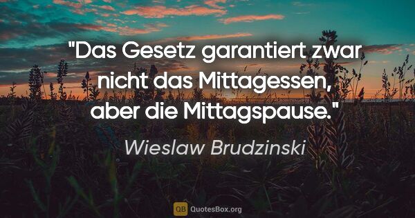 Wieslaw Brudzinski Zitat: "Das Gesetz garantiert zwar nicht das Mittagessen, aber die..."