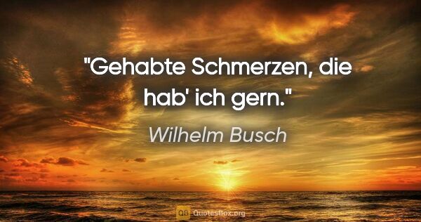 Wilhelm Busch Zitat: "Gehabte Schmerzen, die hab' ich gern."