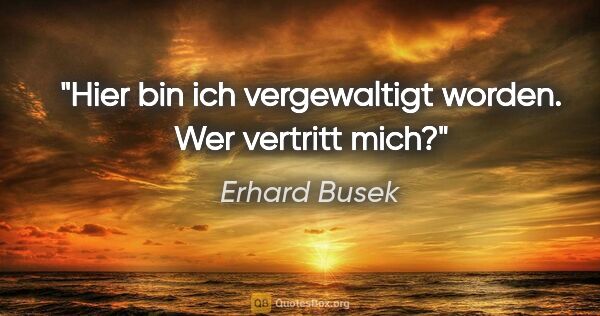 Erhard Busek Zitat: "Hier bin ich vergewaltigt worden. Wer vertritt mich?"