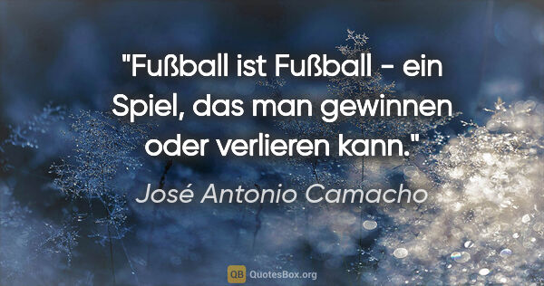 José Antonio Camacho Zitat: "Fußball ist Fußball - ein Spiel, das man gewinnen oder..."