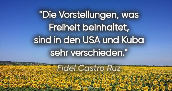 Fidel Castro Ruz Zitat: "Die Vorstellungen, was Freiheit beinhaltet, sind in den USA..."