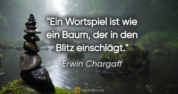 Erwin Chargaff Zitat: "Ein Wortspiel ist wie ein Baum, der in den Blitz einschlägt."