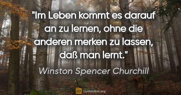 Winston Spencer Churchill Zitat: "Im Leben kommt es darauf an zu lernen, ohne die anderen merken..."