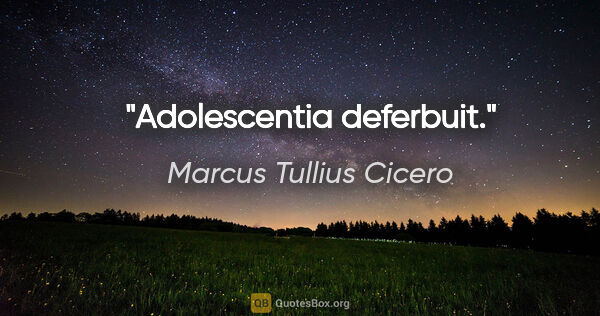 Marcus Tullius Cicero Zitat: "Adolescentia deferbuit."