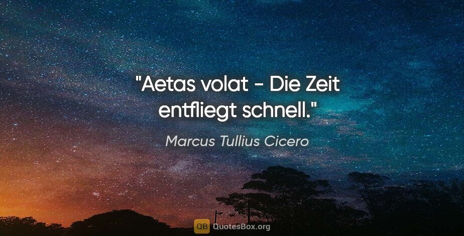 Marcus Tullius Cicero Zitat: "Aetas volat - Die Zeit entfliegt schnell."