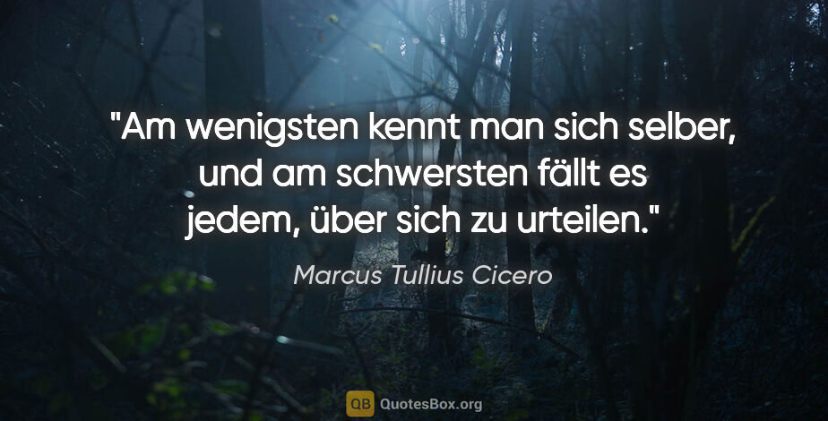 Marcus Tullius Cicero Zitat: "Am wenigsten kennt man sich selber, und am schwersten fällt es..."