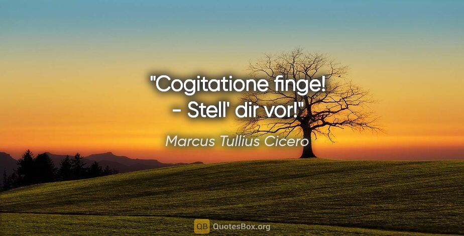 Marcus Tullius Cicero Zitat: "Cogitatione finge! - Stell' dir vor!"
