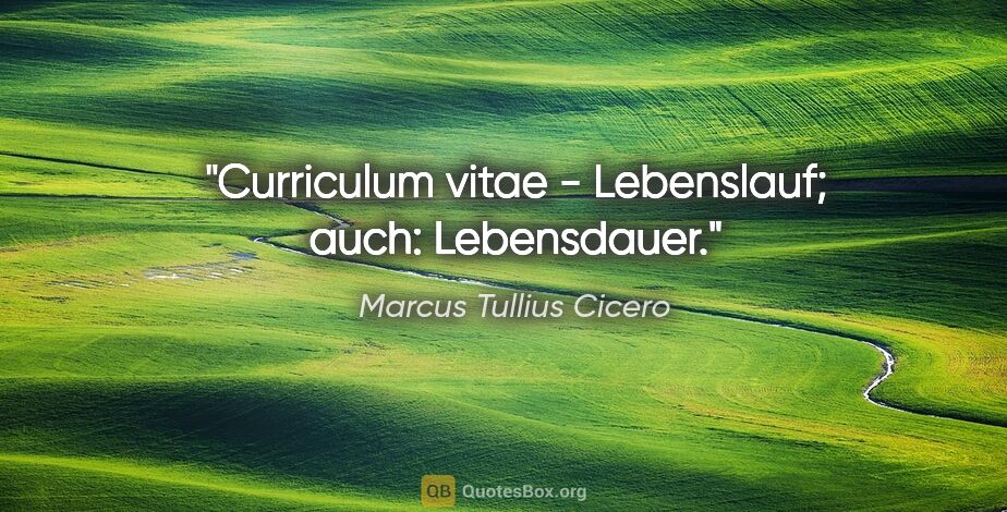 Marcus Tullius Cicero Zitat: "Curriculum vitae - Lebenslauf; auch: Lebensdauer."
