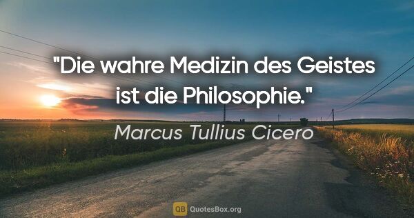 Marcus Tullius Cicero Zitat: "Die wahre Medizin des Geistes ist die Philosophie."