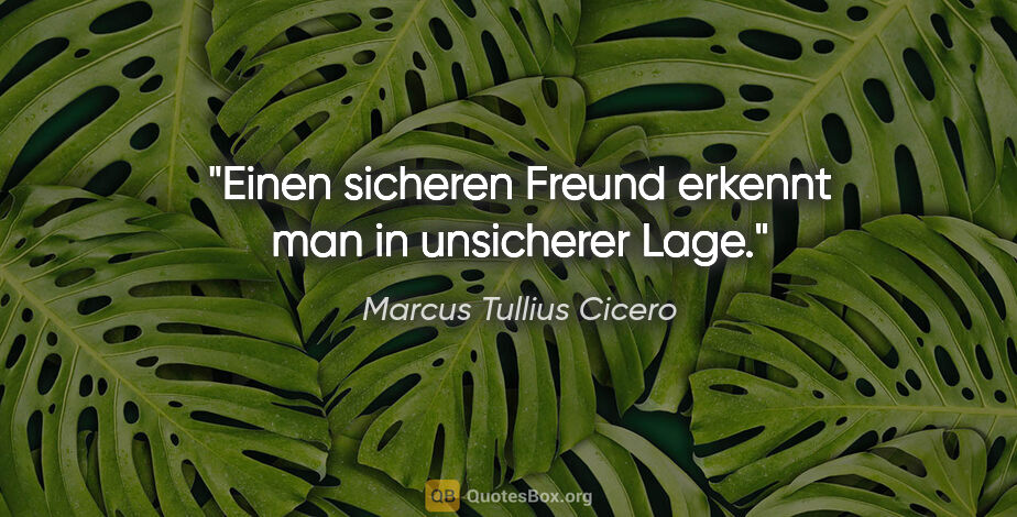 Marcus Tullius Cicero Zitat: "Einen sicheren Freund erkennt man in unsicherer Lage."