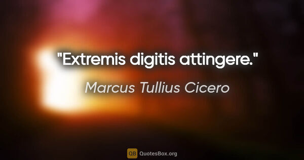 Marcus Tullius Cicero Zitat: "Extremis digitis attingere."