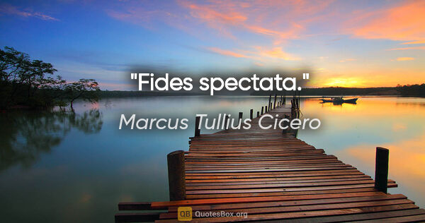 Marcus Tullius Cicero Zitat: "Fides spectata."
