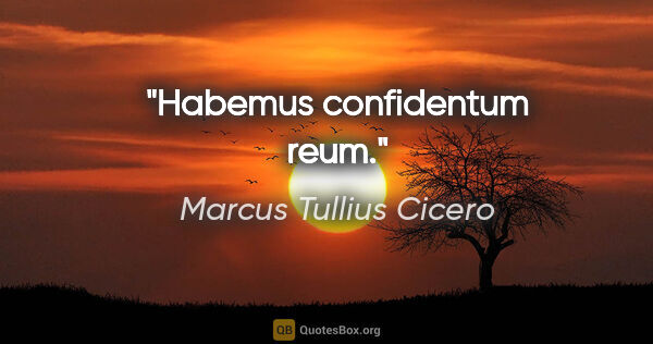 Marcus Tullius Cicero Zitat: "Habemus confidentum reum."