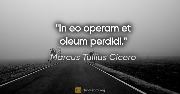 Marcus Tullius Cicero Zitat: "In eo operam et oleum perdidi."