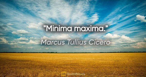 Marcus Tullius Cicero Zitat: "Minima maxima."