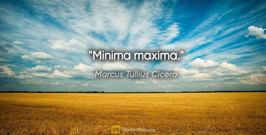 Marcus Tullius Cicero Zitat: "Minima maxima."