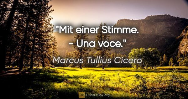 Marcus Tullius Cicero Zitat: "Mit einer Stimme. - Una voce."