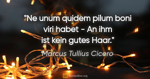 Marcus Tullius Cicero Zitat: "Ne unum quidem pilum boni viri habet - An ihm ist kein gutes..."