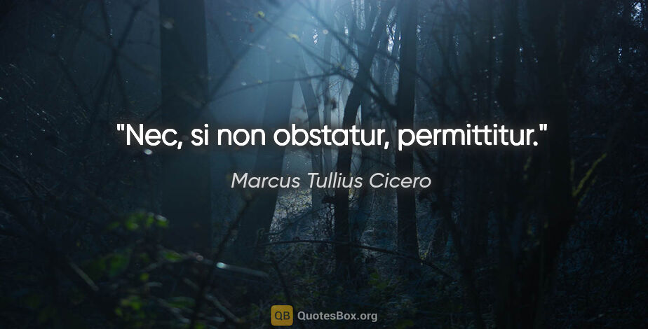 Marcus Tullius Cicero Zitat: "Nec, si non obstatur, permittitur."