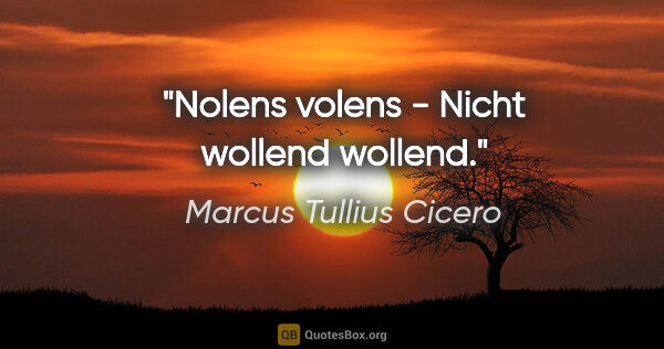 Marcus Tullius Cicero Zitat: "Nolens volens - Nicht wollend wollend."