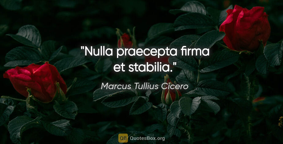 Marcus Tullius Cicero Zitat: "Nulla praecepta firma et stabilia."