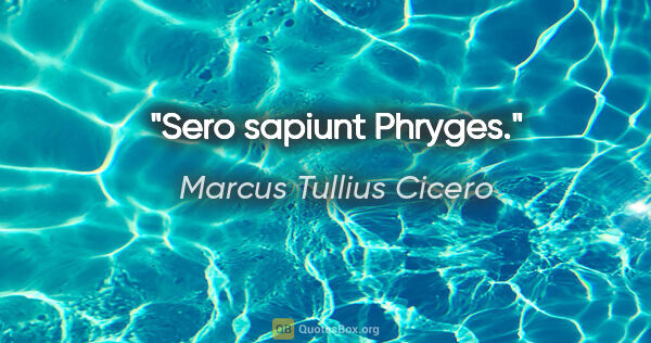 Marcus Tullius Cicero Zitat: "Sero sapiunt Phryges."