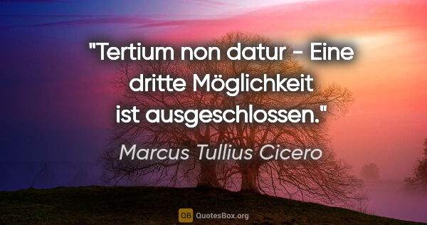 Marcus Tullius Cicero Zitat: "Tertium non datur - Eine dritte Möglichkeit ist ausgeschlossen."