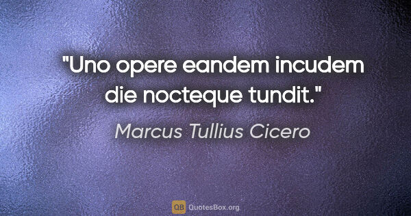 Marcus Tullius Cicero Zitat: "Uno opere eandem incudem die nocteque tundit."
