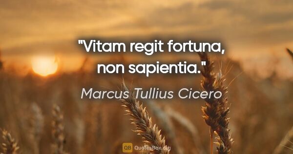 Marcus Tullius Cicero Zitat: "Vitam regit fortuna, non sapientia."