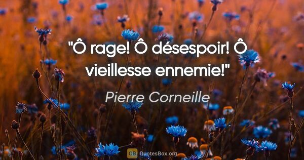 Pierre Corneille Zitat: "Ô rage! Ô désespoir! Ô vieillesse ennemie!"