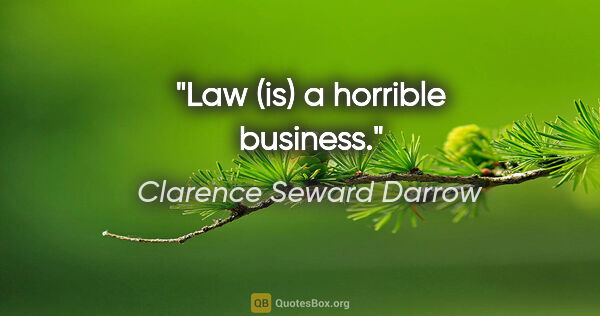 Clarence Seward Darrow Zitat: "Law (is) a horrible business."