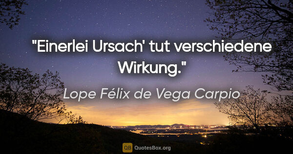 Lope Félix de Vega Carpio Zitat: "Einerlei Ursach' tut verschiedene Wirkung."