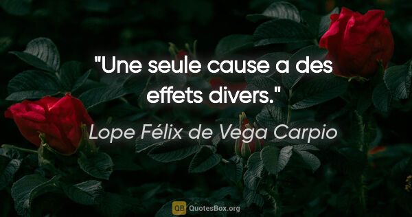 Lope Félix de Vega Carpio Zitat: "Une seule cause a des effets divers."