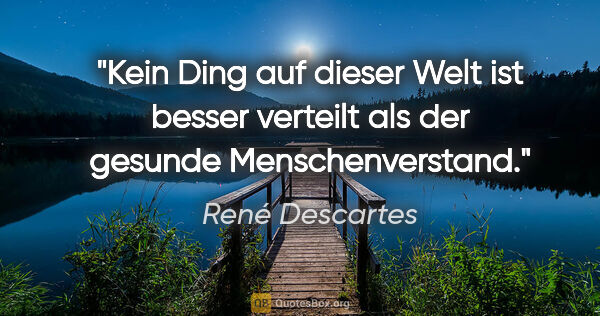 René Descartes Zitat: "Kein Ding auf dieser Welt ist besser verteilt als der gesunde..."