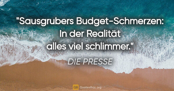DIE PRESSE Zitat: "Sausgrubers Budget-Schmerzen: "In der Realität alles viel..."