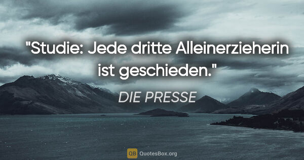 DIE PRESSE Zitat: "Studie: Jede dritte Alleinerzieherin ist geschieden."