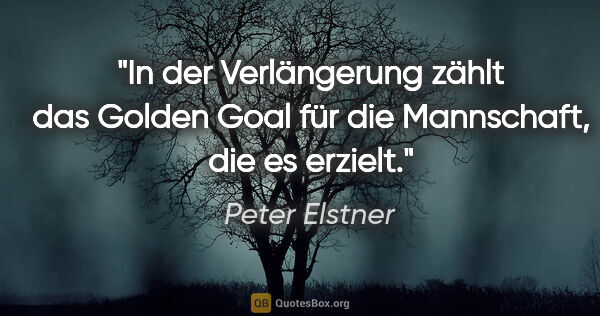 Peter Elstner Zitat: "In der Verlängerung zählt das Golden Goal für die Mannschaft,..."
