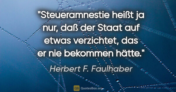 Herbert F. Faulhaber Zitat: "Steueramnestie heißt ja nur, daß der Staat auf etwas..."