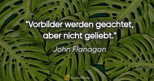 John Flanagan Zitat: "Vorbilder werden geachtet, aber nicht geliebt."