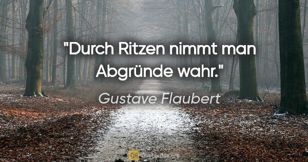 Gustave Flaubert Zitat: "Durch Ritzen nimmt man Abgründe wahr."