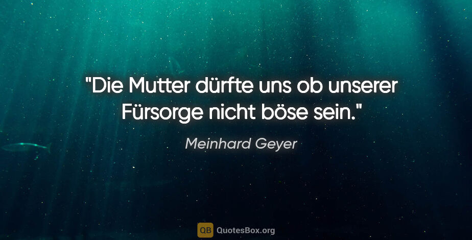 Meinhard Geyer Zitat: "Die Mutter dürfte uns ob unserer Fürsorge nicht böse sein."